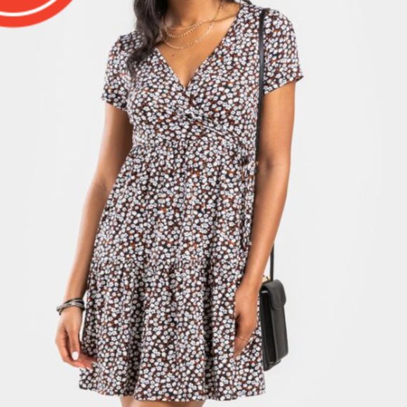 NWT! Floral Tee Wrap Mini Dress - Picture 3 of 5